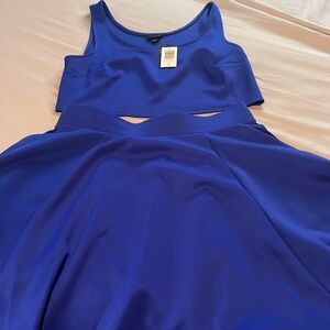 Torrid blue skirt & crop top set- size 0/12/L